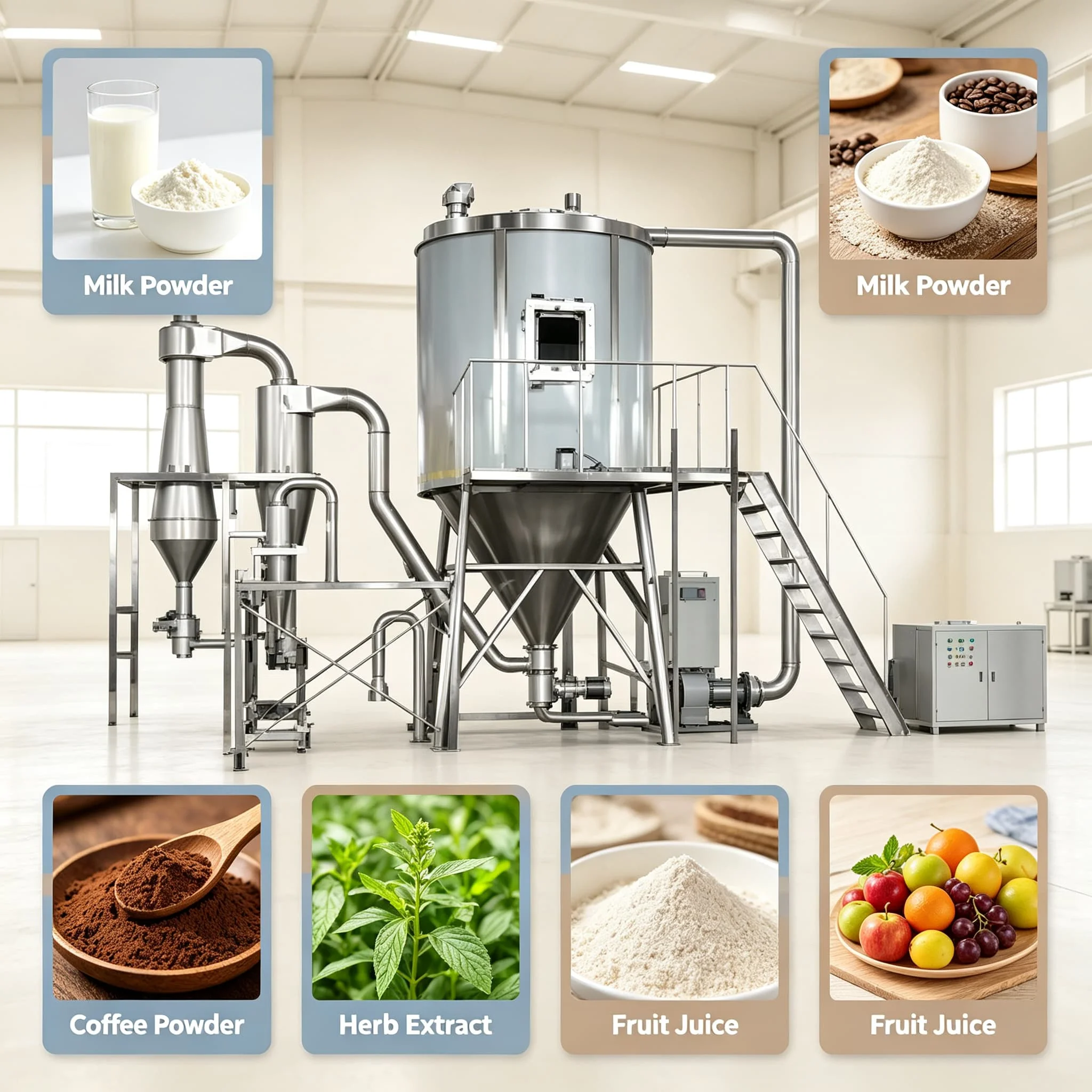 Multi Stage Filtration Spray Drying Unit Automatic Temperature Control Spray Dryer Touch Screen PLC Operation Spray Dryer