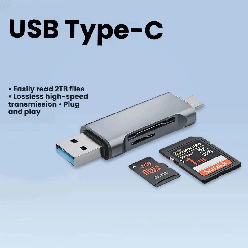 Lector de tarjetas USB/tipo-c lectura multiinterfaz cámara ccd grabadora SD/TF