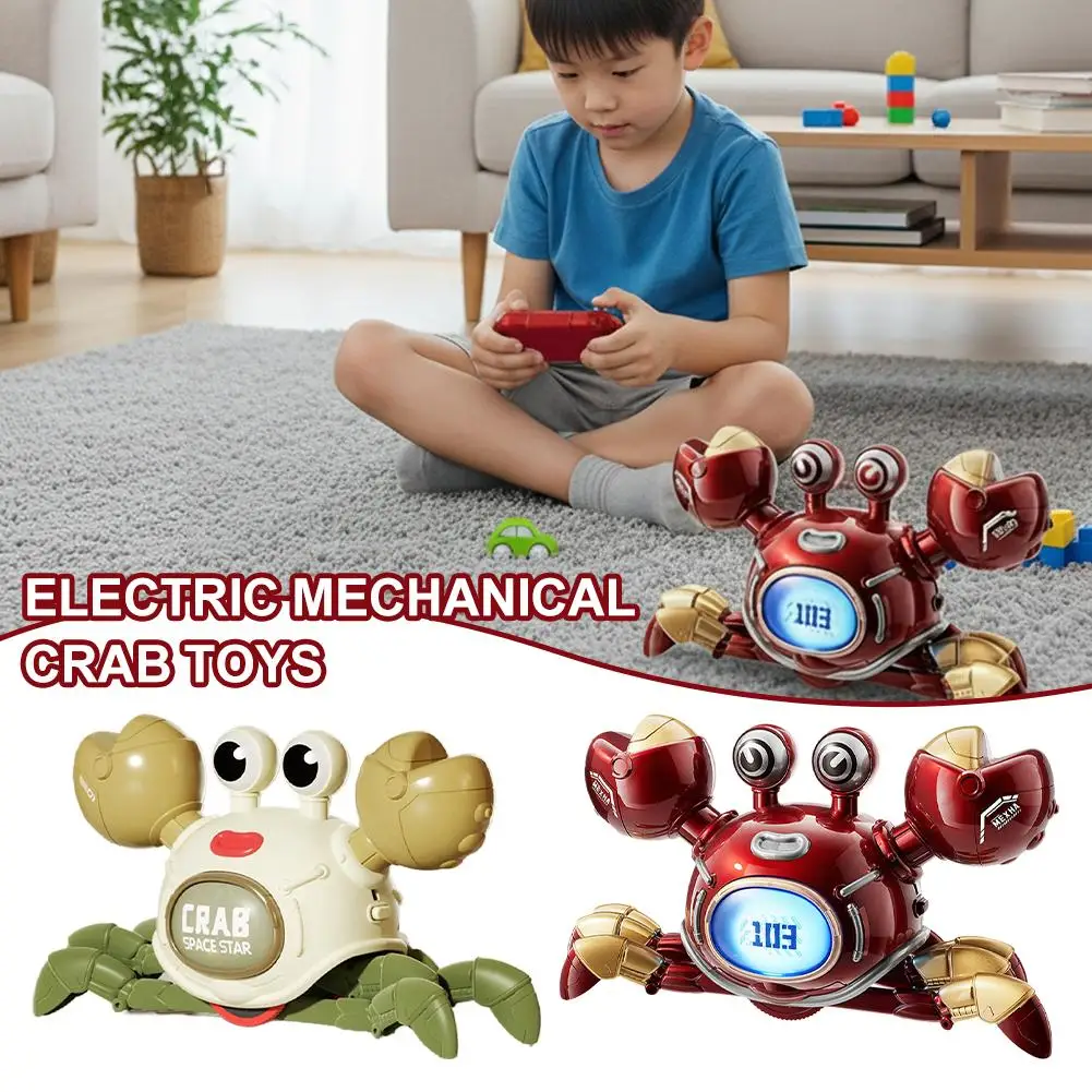 لعبة السلطعون الميكانيكية الكهربائية القابلة لإعادة الشحن للتحكم عن بعد 360 درجة °   أداة موسيقى روبوتات الرقص الدوارة هدية للأولاد والبنات