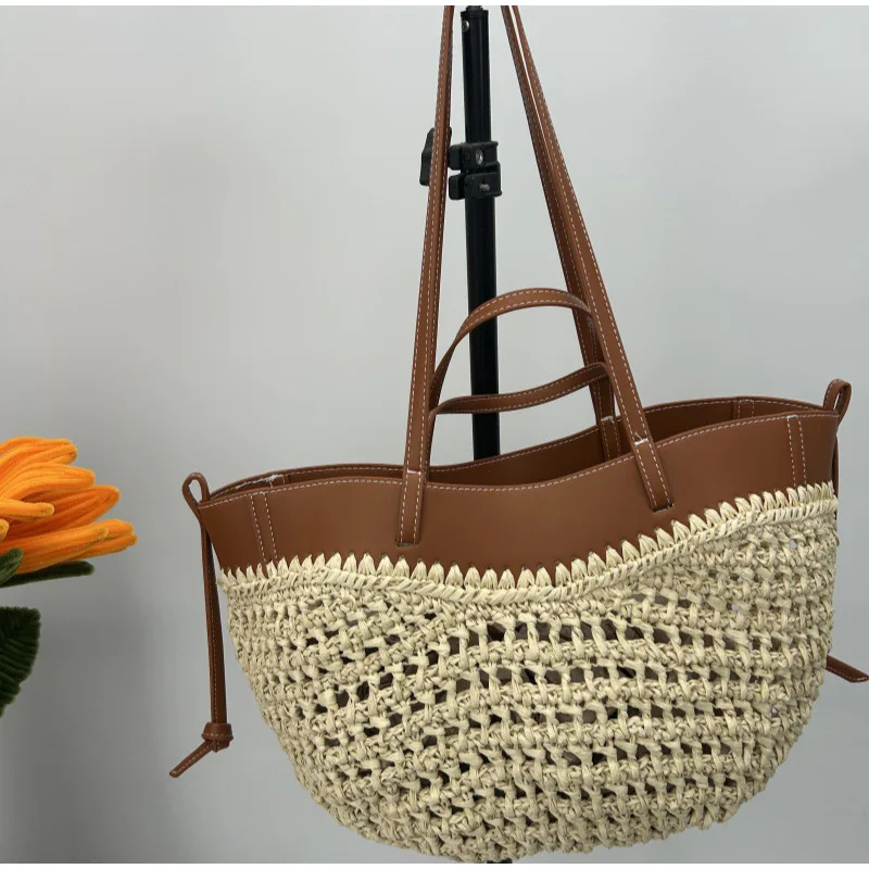 Borsa a spalla donna in paglia intrecciata borsa secchiello chic_voghion.com