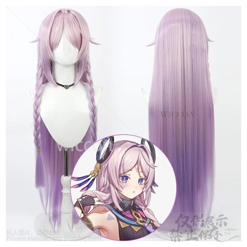 Anime Game Genshin Impact New Citlali Cosplay Costume Pink Purple Long Hair Wigs Natlan Halloween Party For Women Girls Props