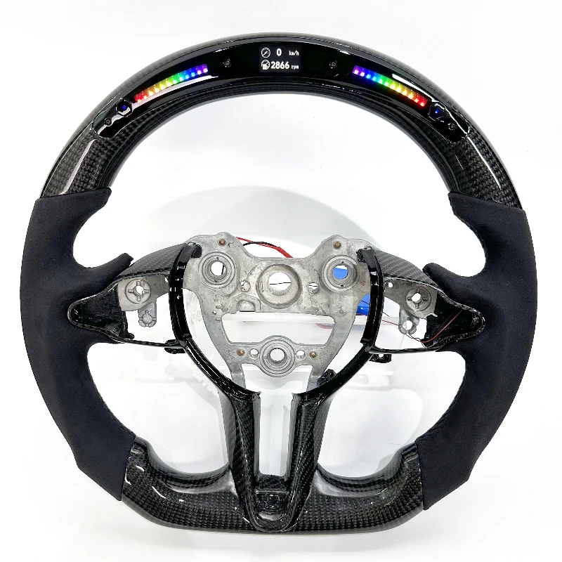Fast Shipping LED Carbon Fiber Suede Car Steering Wheel Suitable for Hyundai Elantra N i20 i30 N