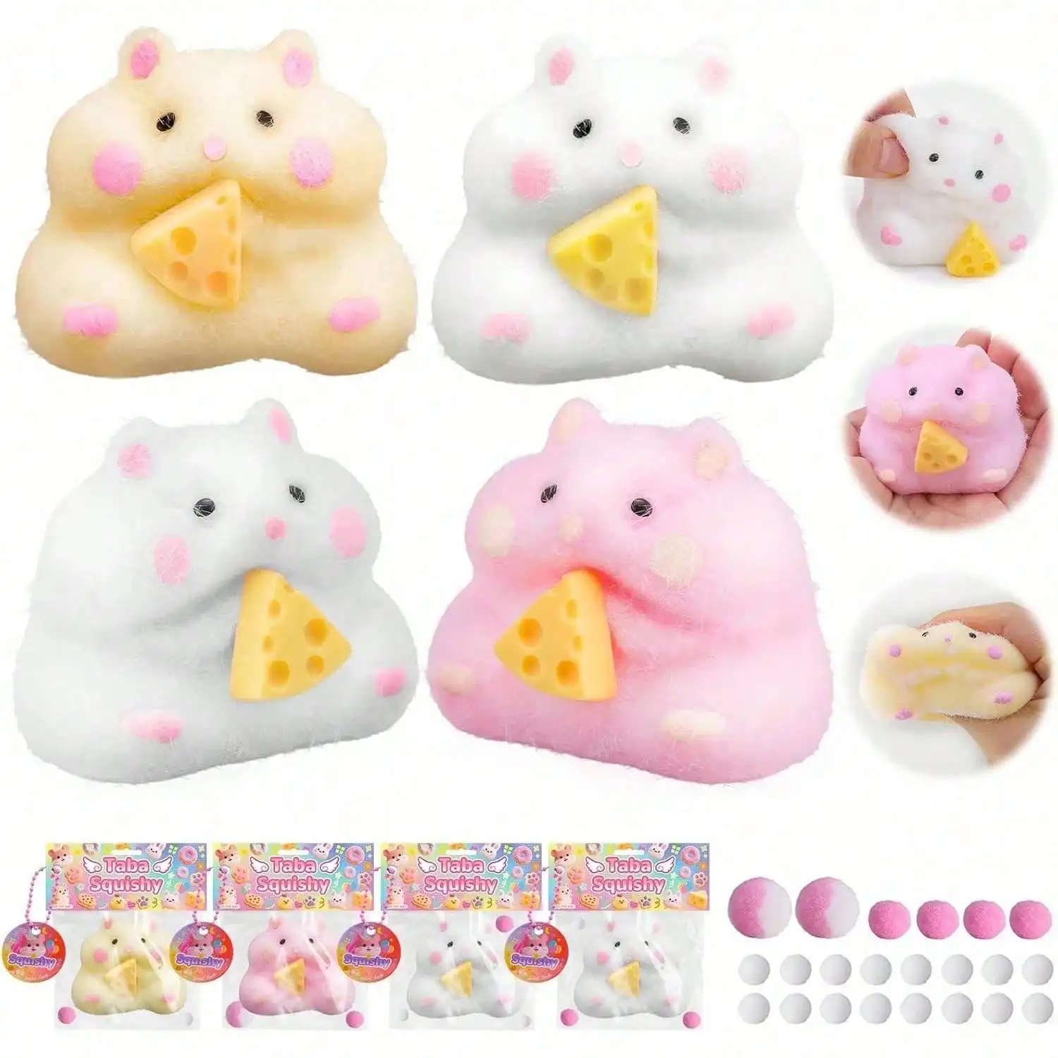 Malt Sugar Hamster Squishy , Gummy Hamster Toy - Taba Squishy,Travel Portable Fidget Squeeze Toys,Perfect For All Ages, Gift Box Filler, Birthday Gift, Classroom Reward Treasure Box Toys, Christmas Stocking Stuffers, Cute Children Party Favors