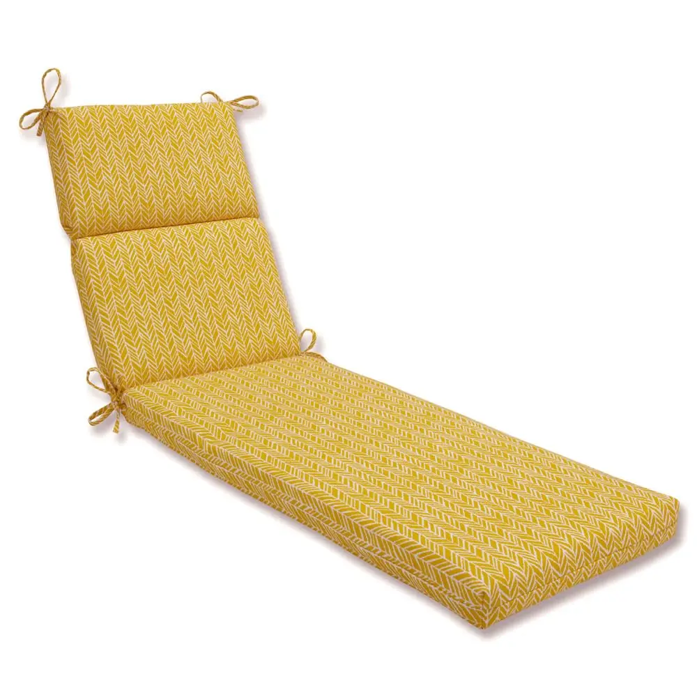 

Outdoor/Indoor Chaise Lounge Cushion, 72.5"" X 21"", Yellow Herringbone Egg Yolk