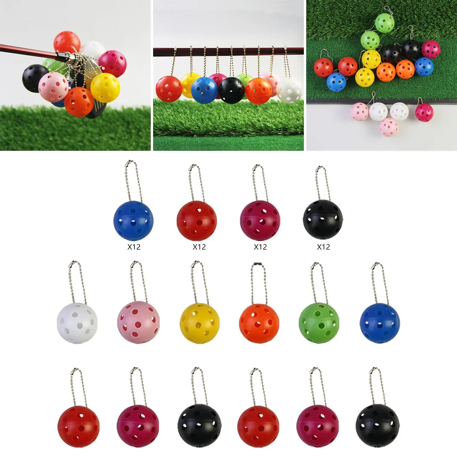 12Pcs Pickleball Keychain Key Holder Creative Bag Charms Pickleball Ornament for Purse Backpack Gifts for Pickleball Lovers