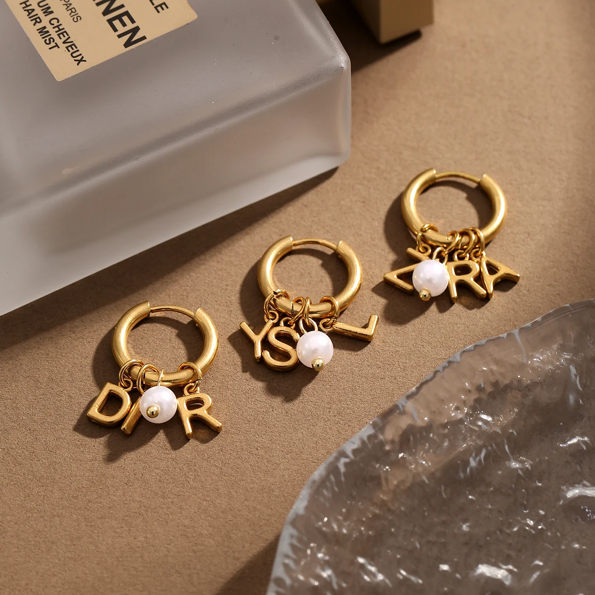 SOVOB العصرية الفولاذ المقاوم للصدأ الذهب إلكتروني اللؤلؤ اللؤلؤ هوب أقراط للنساء الفاخرة الأنيقة أقراط الموضة هدايا عيد الميلاد #1