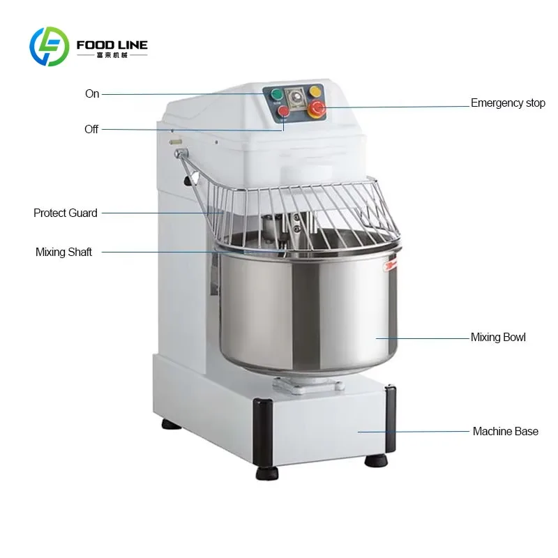Electric Commercial Dough Mixer 40kg 100L Bakery Spiral Mixer Heavy Duty Kneading Machine Factory Price Custom