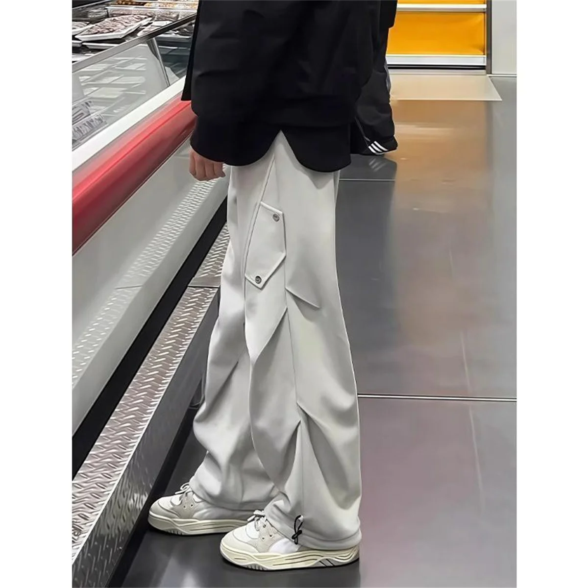 

2025 New Summer Cargo Pants Men's Fashion Brand Loose Leg Tie Sports Quick Dry Summer Thin Straight Leg Casual Pants