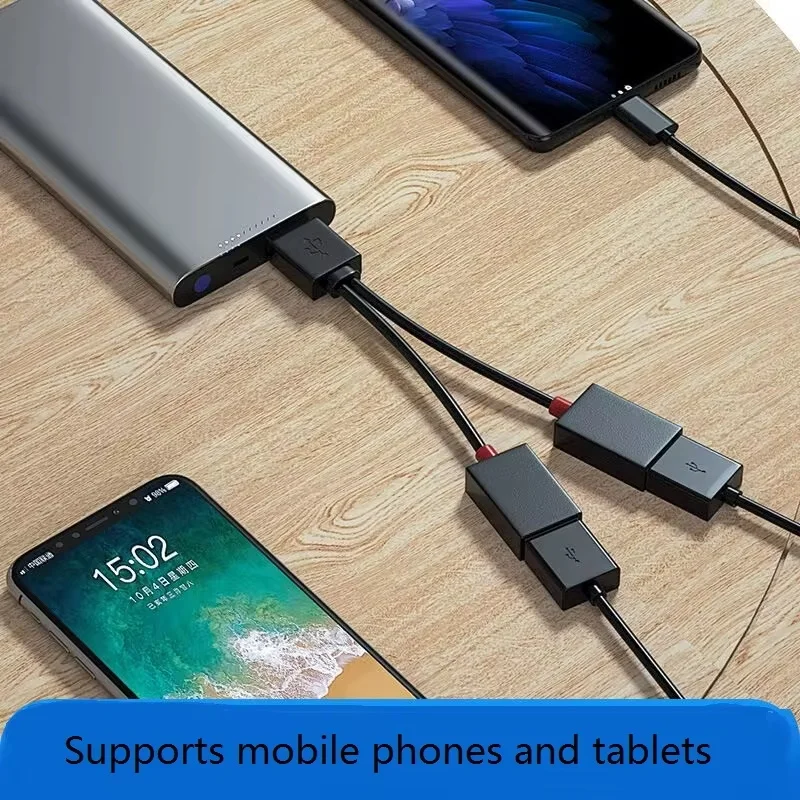 USB-кабель OTG 2 в 1, USB-разветвитель с двумя выходами, кабель для быстрой зарядки для iPhone, Huawei, Samsung, Xiaomi, шнур для зарядного