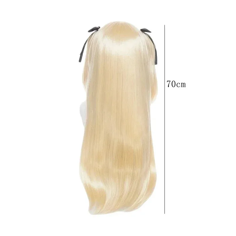Anime Genshin Impact Fischl 코스프레 가발 더블 포니 테일 스타일 내열성 합성 헤어 파티 축제 가발