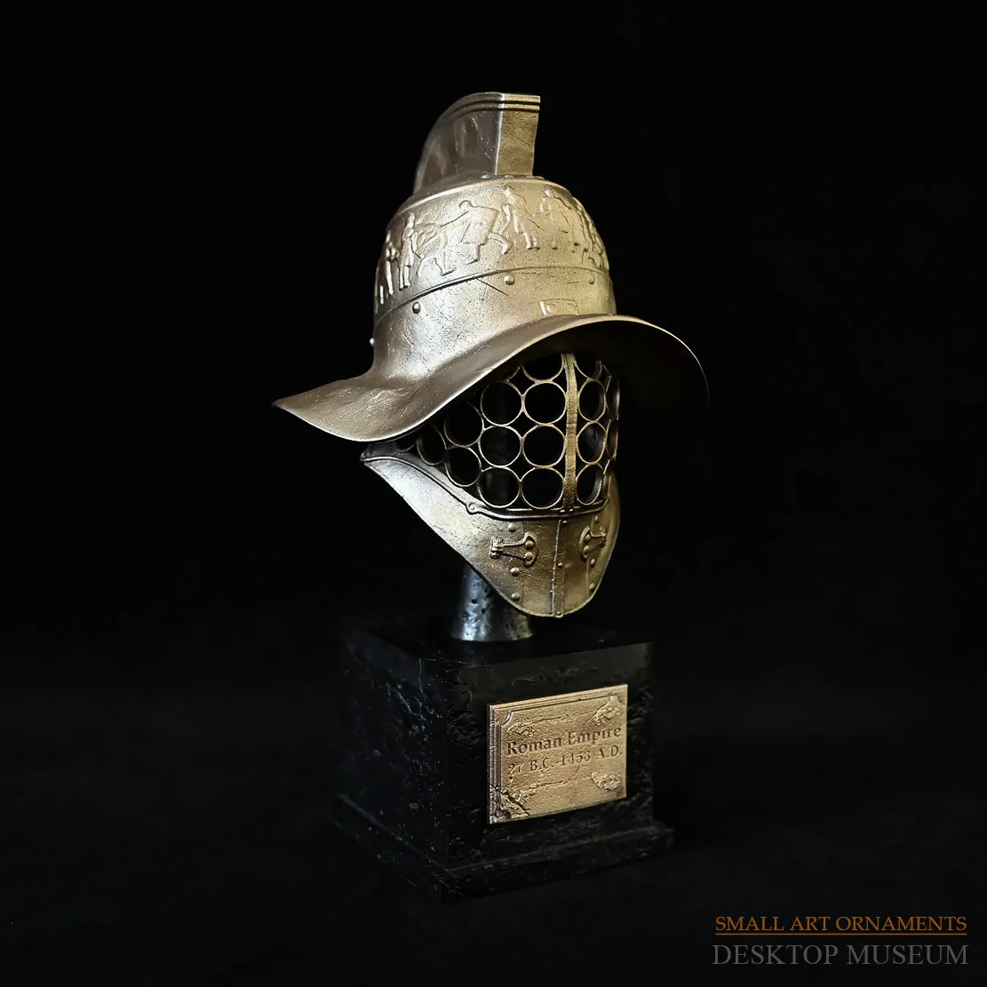 170MM Roman Gladiator Helmet Handmade Epoxy Resin Statue Desktop Decor Home Office Collectible view 2
