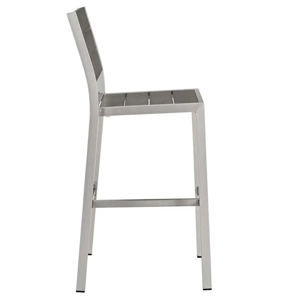 Silver Gray Aluminum Outdoor Bar Stool Set of 2 Armless Patio Furniture, Customized