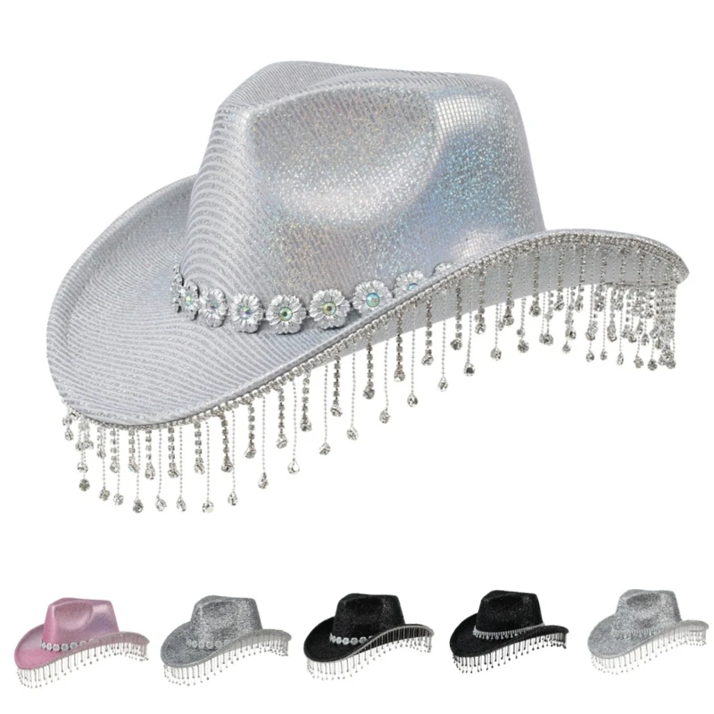 

Diamond Cowboy Hats Tassels Crystal Hat Encrusted Rhinestones Hand Beading