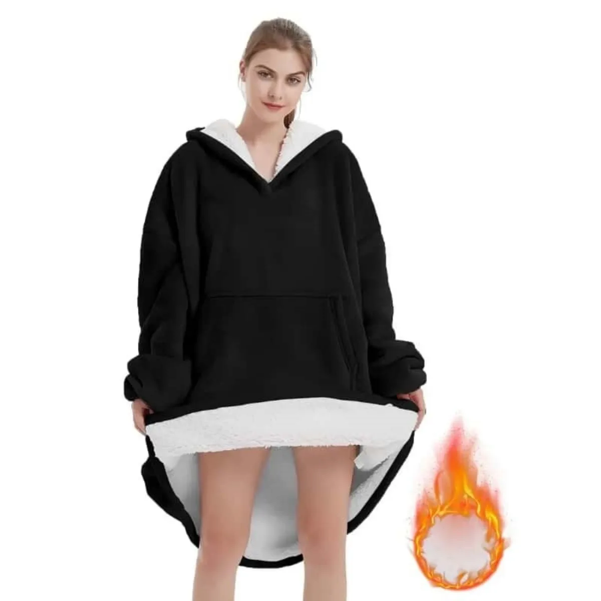 

Оверсайз-плед-худи для женщин - гигантское теплое флисовое пальто с рукавами и карманами, мягкий фланелевый плед для дома