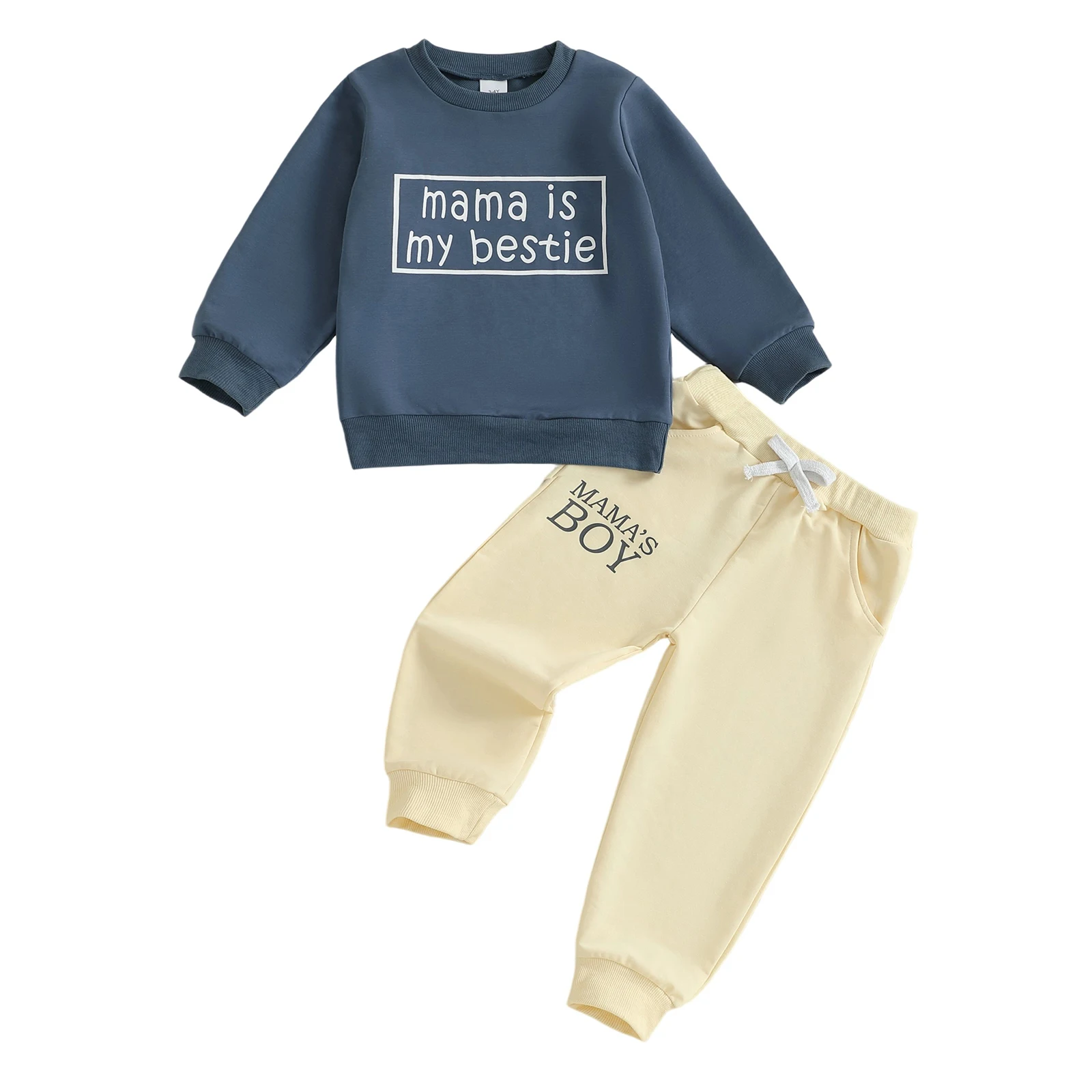 3-7Y Boys 2Pcs Fall Outfits Long Sleeve Letter Print Sweatshirt + Long Trousers Set Toddler Clothes Children Tracksuits