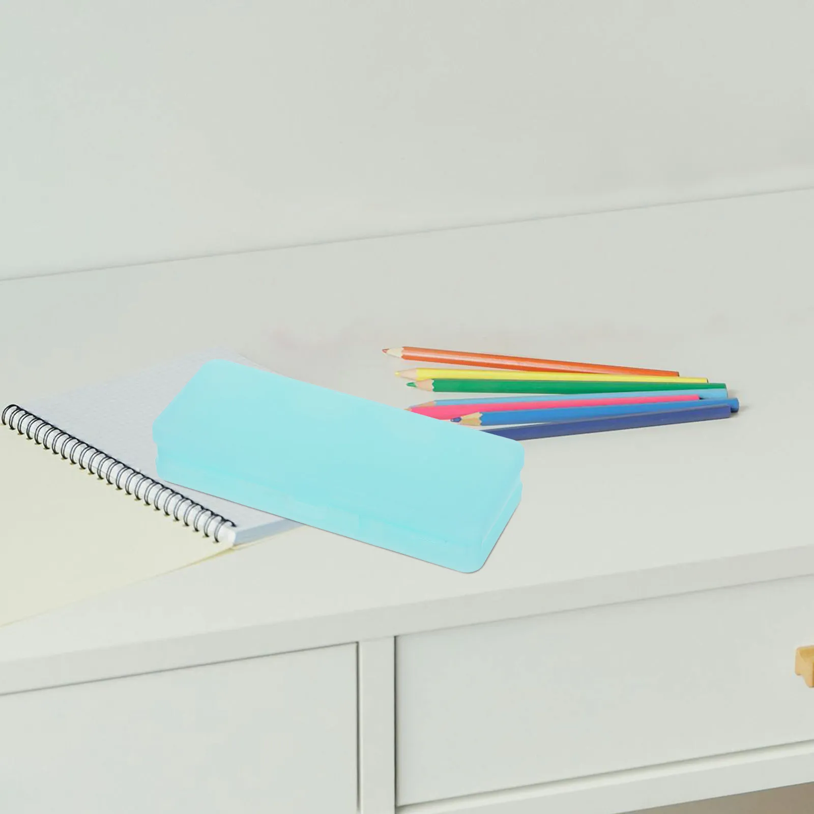 Transparent Frosted Double Compartment Pencil Box Large Capacity Portable Snap Closure Stationery Organizer for Students Office