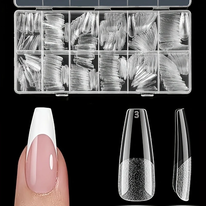 600 pièces de patchs pour ongles en gel souple, pointes d'ongles en acrylique transparent semi-mat, faux ongles préformés, utilisés pour l'extension des ongles, adaptés aux salons de manucure.