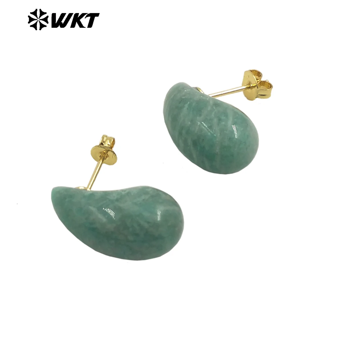 WKT-E779 Hot Selling Fashion Gemstone Ellipsoid Shape Earring With Real Gold Plated  For Friends Special Jewelry Decoration