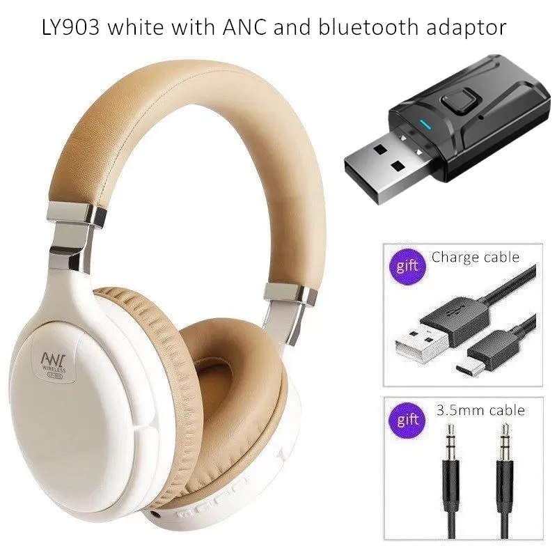 Active Noise Cancelling Headphone ANC Bluetooth Helmet Headsets with 3.5 USB TV Adaptor Bass Wireless Big Earphone For  TV - Image 3