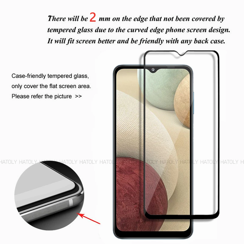 2/4PCS Tempered Glass For Samsung Galaxy A12 Screen Protector Samsung Galaxy A12 A22 A32 A52 Full Glue Cover Phone Galaxy A12