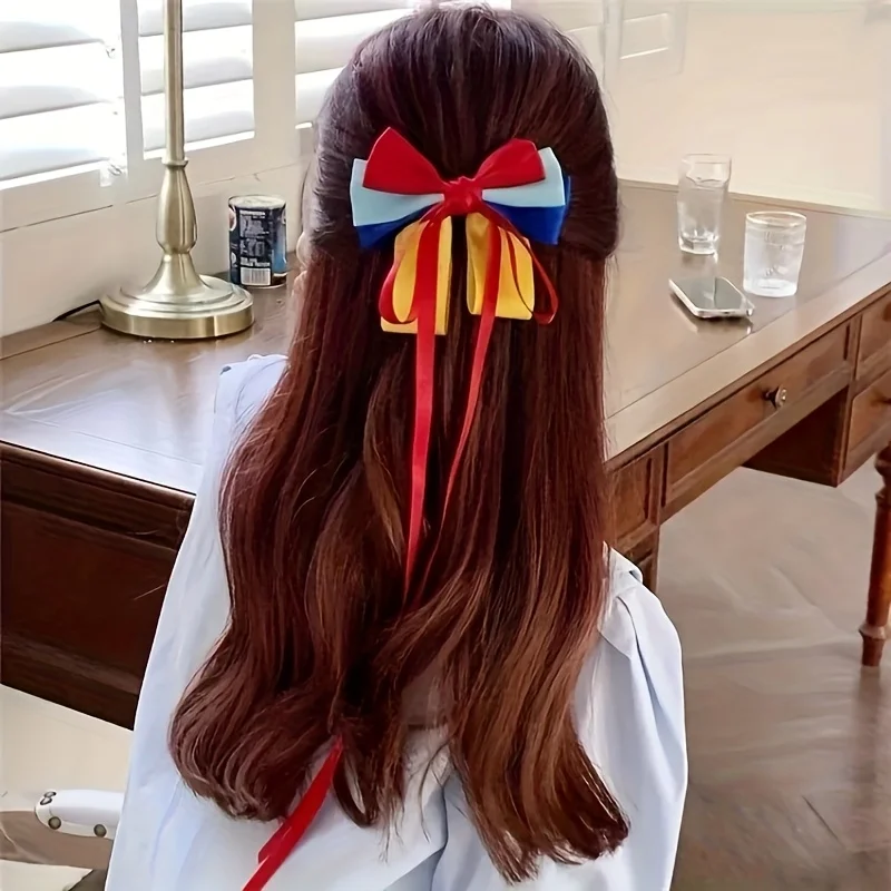 1 Stück lebendige 3-lagige Satin-Haarschleifen mit Farben für Mädchen und Frauen, Krokodilklemme, Haarschmuck, Mode, Party, Alltag, Kopfbedeckung, Geschenk – Detail 7