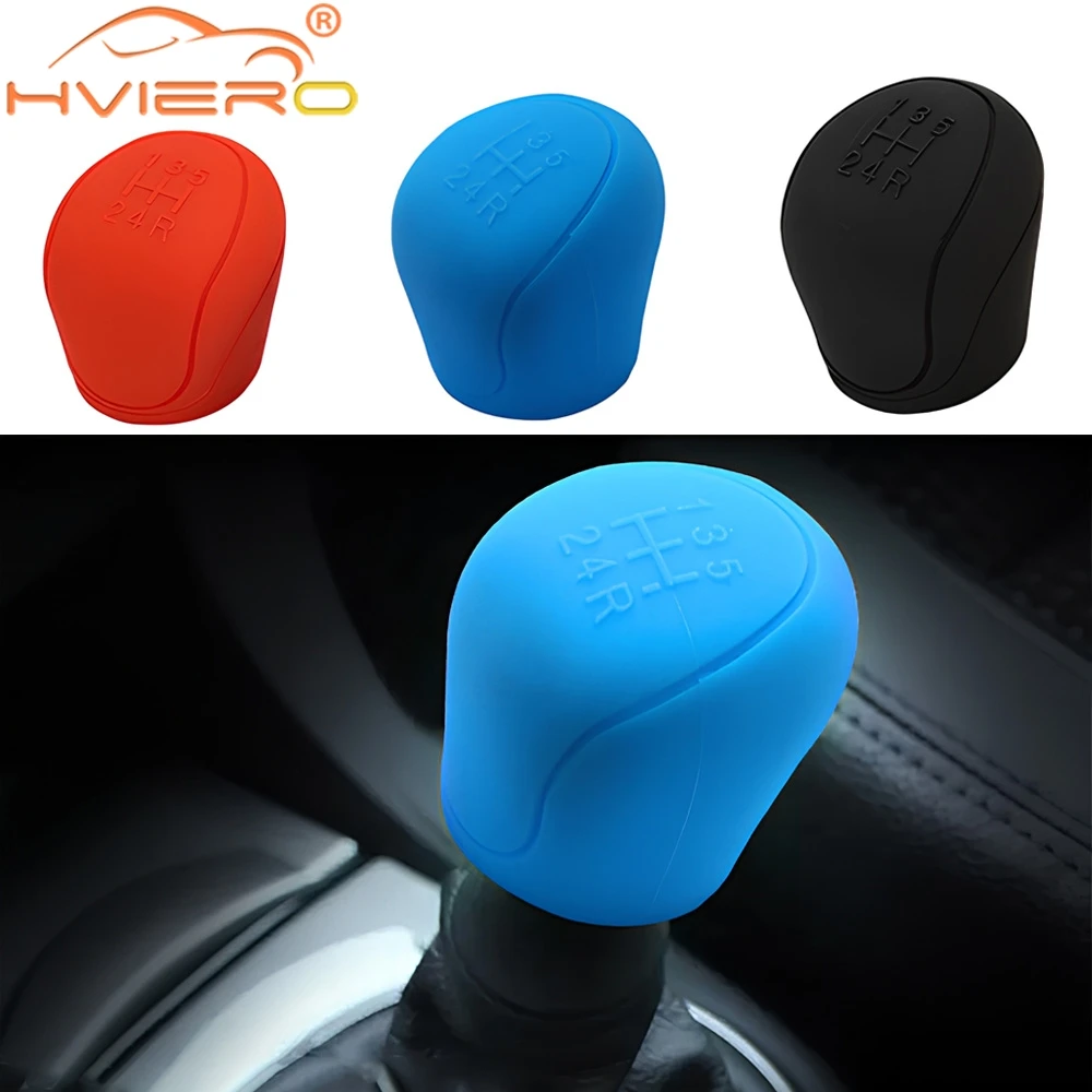 1X Auto Shift Knob Cover 5 Speed Silicone Anti Slip Wear Red Blue Black Manual Handle Protection Automatic Internal Access Trim