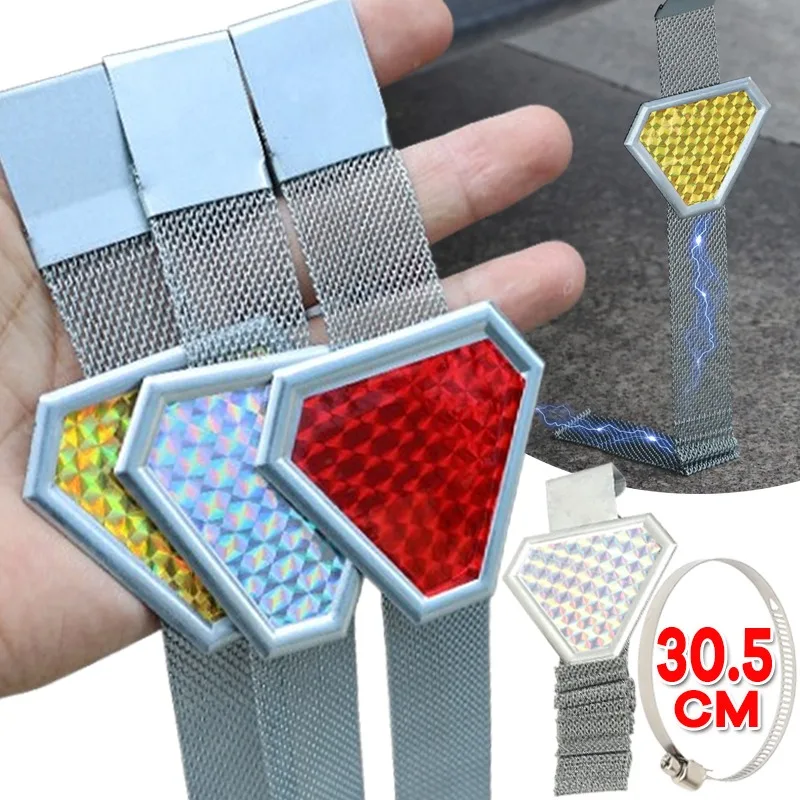 

Car Electrostatic Belt Canceller Night Safety Warning with Triangular Reflector Automobile Static Electricity Removal Adjustable