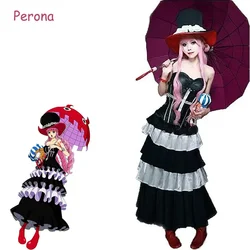 Perona Cosplay Costume Anime Ghost Princess Dress Wig Halloween Party Outfits for Women Girls