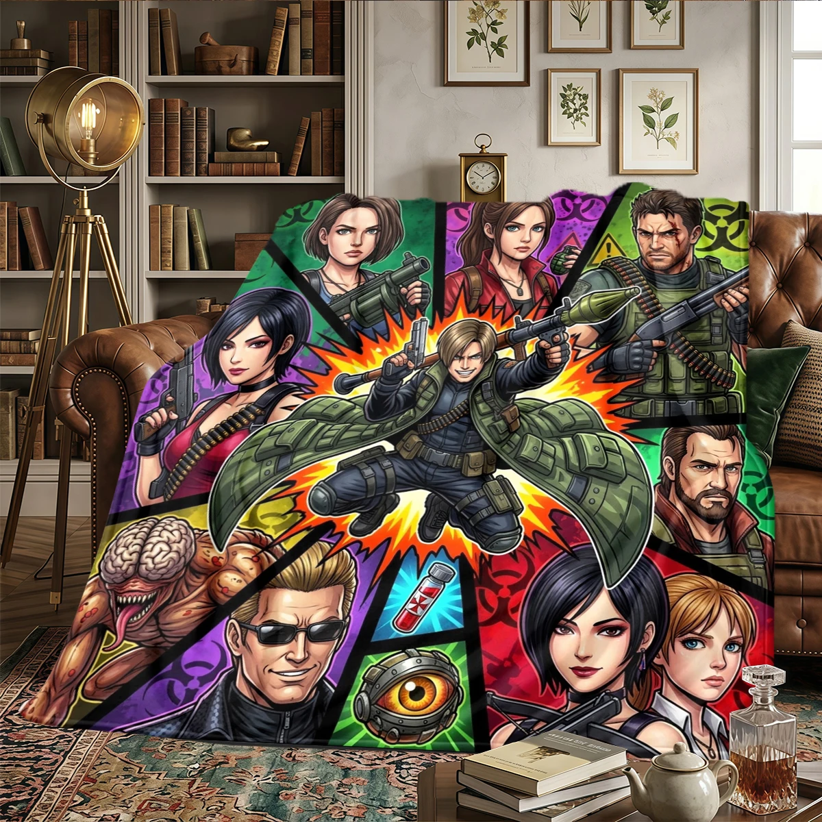 Resident Evil Flannel Blanket Printed Comfortable - Warm, For Bedrooms, Picnics, Travel -HE48