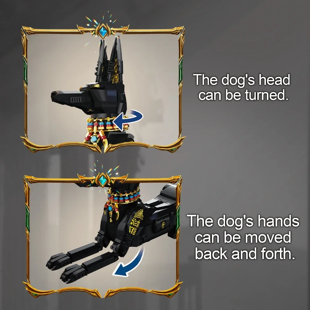 Juego de bloques de construcción de perros faraón mecánico técnico, modelo de bloques de construcción de animales, regalos de cumpleaños, juguetes STEM para niños, regalo para niños