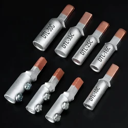 10Pcs C45 Circuit Breaker Copper Aluminum Cable Crimp Terminal Bare Lugs DTL-10/16/25/35/50/70mm Copper Aluminum Nose Insert
