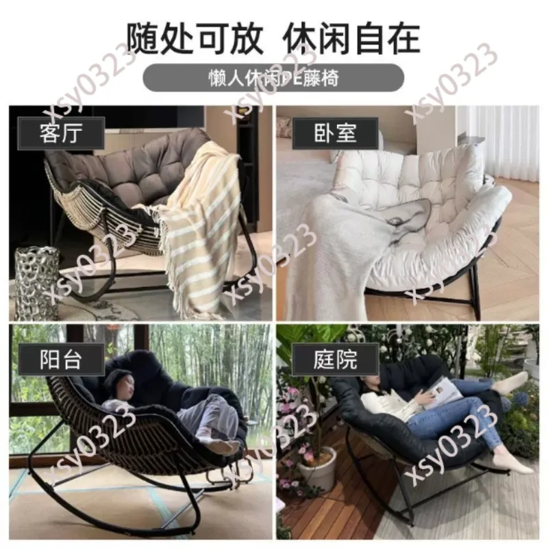 Wicker Egg Rocking Chair Bird Nest Shaped Sofa with Cushion for Balcony Patio Outdoor Garden Furniture