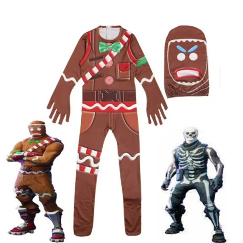 

♥AA Kids Skull Trooper Ginger Gunner boys Cosplay Costume The Gingerbread Man Halloween Costumes Party Funny Clothing C New 2026