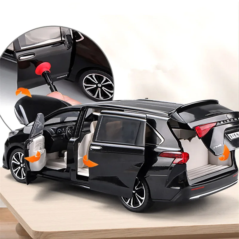 Modelo de coche de aleación Sienna MPV 1:24, juguete de Metal fundido a presión, modelo de coche comercial, colección de luz de sonido de simulación, regalos para niños