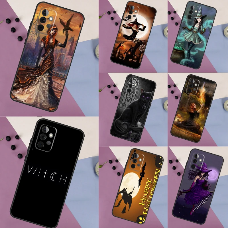 Halloween Moon Witch Horror Case For Samsung Galaxy A13 A33 A53 A73 A14 A24 A34 A54 A72 A52 A32 A22 A12 A51 A71 A15 A25