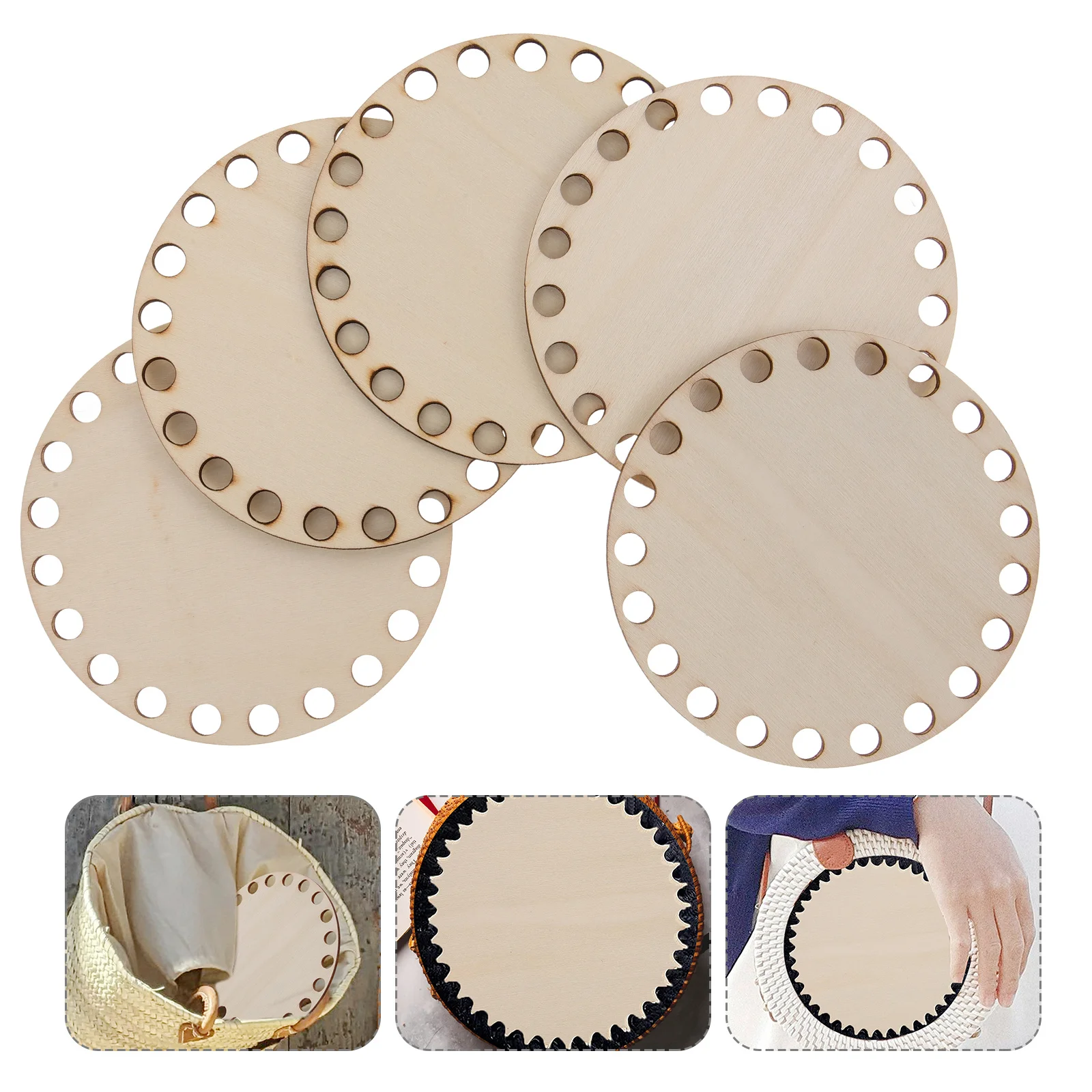 5Pcs Crochet Basket Base Wooden Bag Bottom Easy to Match with Different Yarn Colors Wood Bag Bottom Basket Weaving Base
