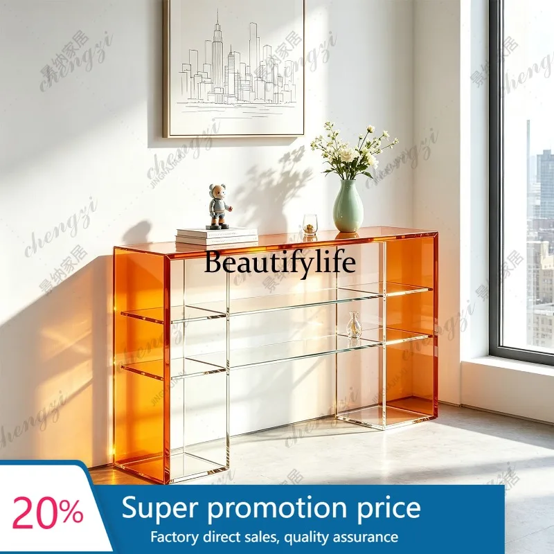 PPP Acrylic extremely narrow entrance table Art entrance table End view table Light luxury multi-layer shelf