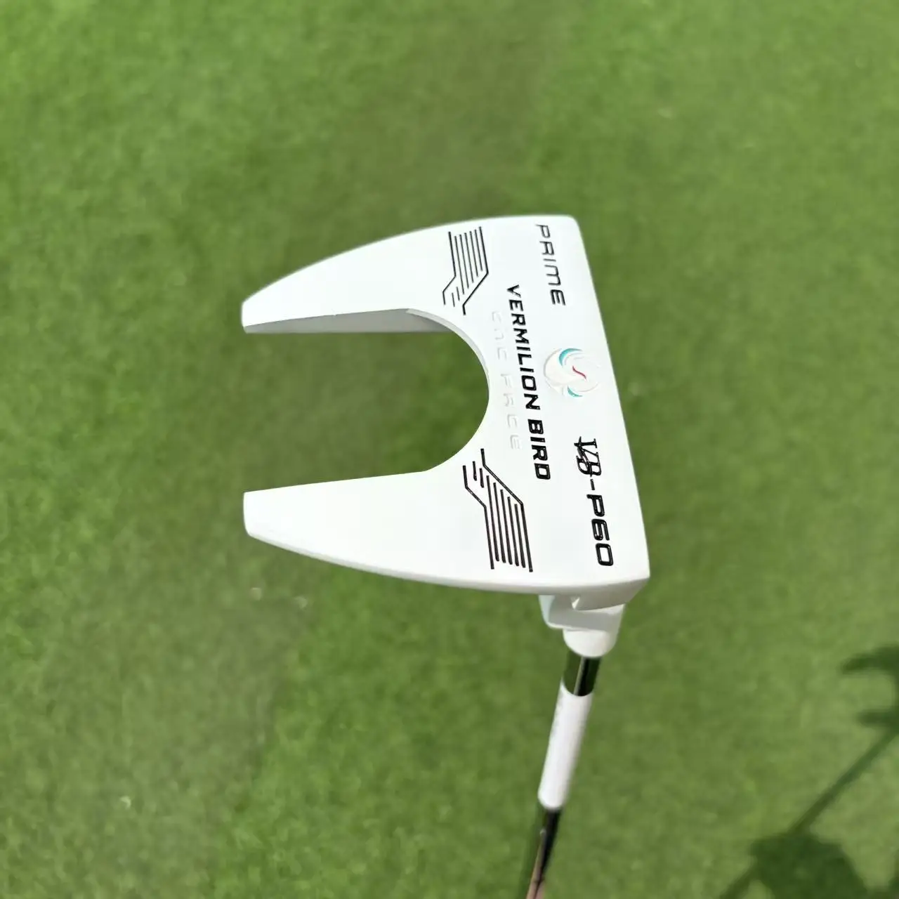 Golf Putter, Bull Horn Mallet, All White, Triple Aim Lines, Grid Textured Face, High MOI, Forgiving, Men Women