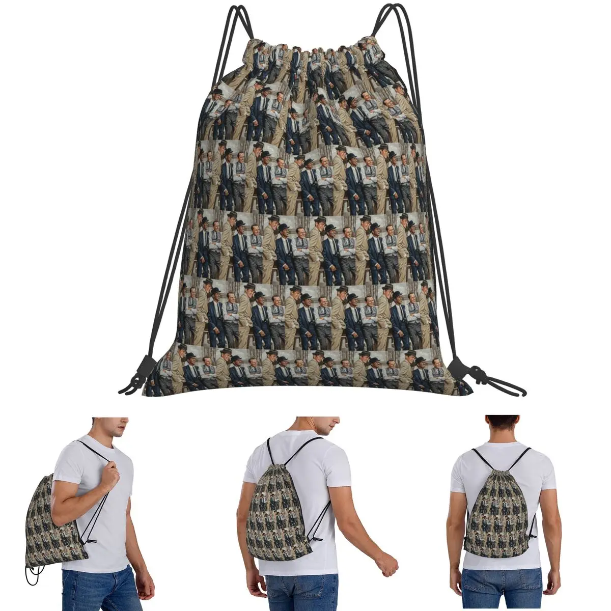 Summit Frank, Sammy, And Dean Rat Pack Impasto Backpacks Multi-function Drawstring Bags Sports Bag Book Bags Man Woman School