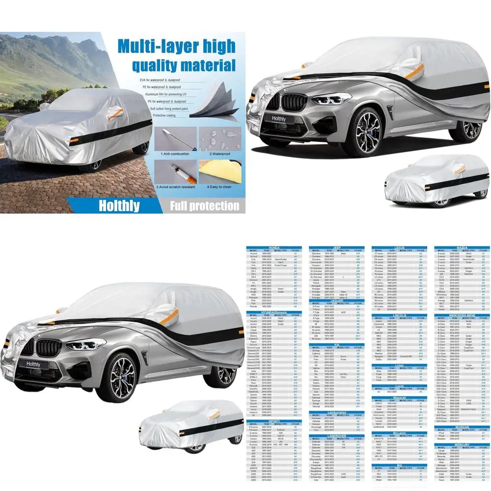 

Водонепроницаемый чехол для внедорожника из 10 слоев, всепогодная защита для использования на улице, устойчив к УФ-излучению и пыли, индивидуальная подгонка для различных внедорожников, серый