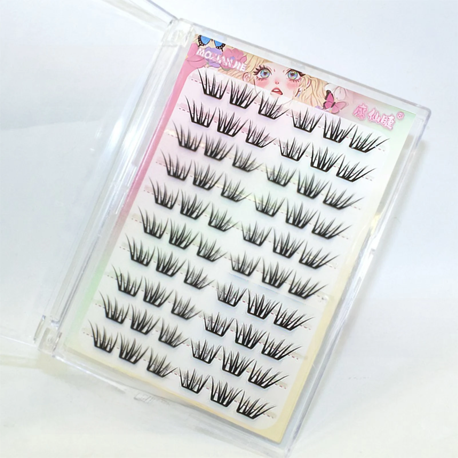 Glue-Free False Eyelashes Self-adhesive Comic Individual Lashes Clusters Natural Wispy Soft Lash Extension Cosplay DIY Makeup