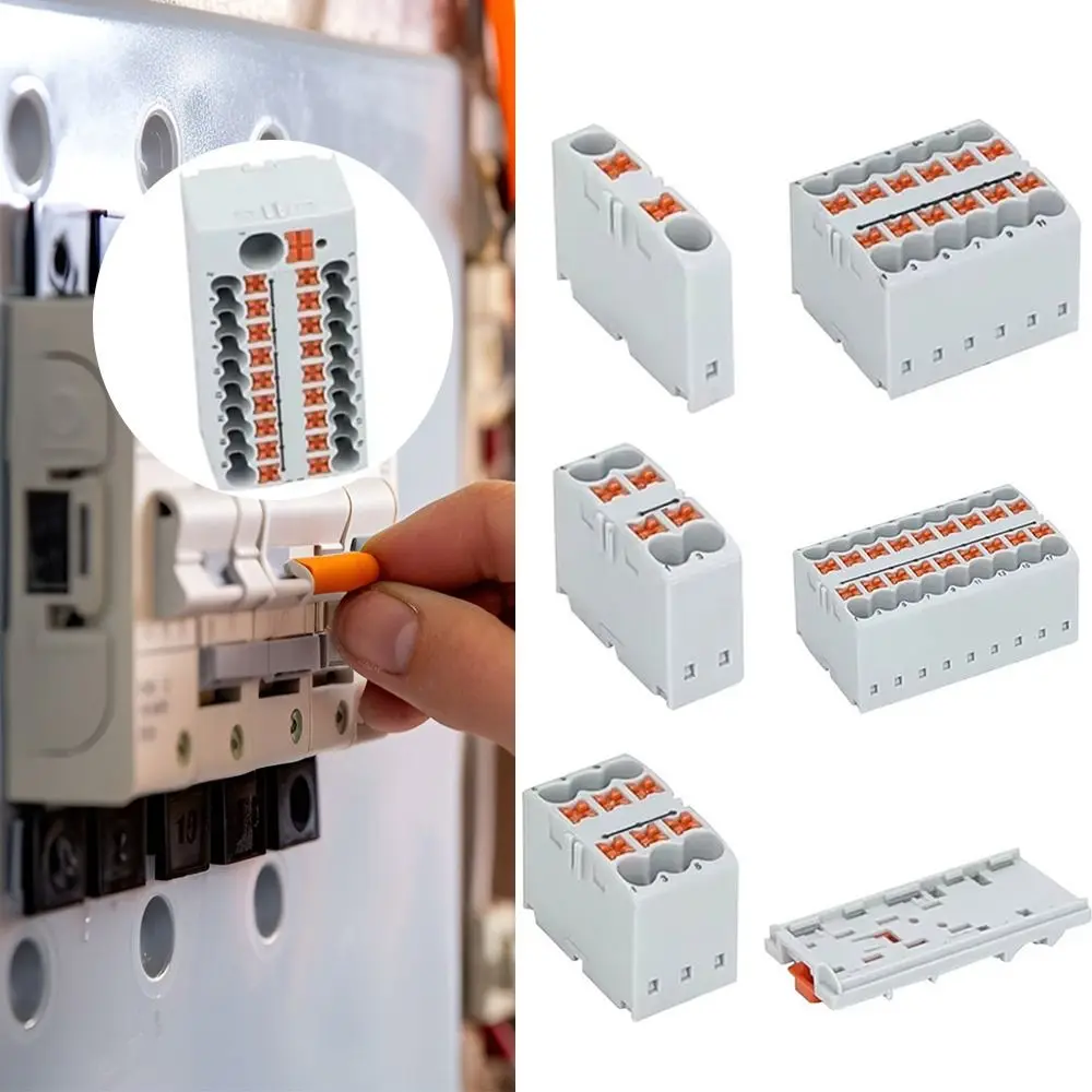PTFIX 2.5mm² Push-in Electric Power Terminal 2/4/6/12/18 Connection Multiple In Multiple Out Block Connector