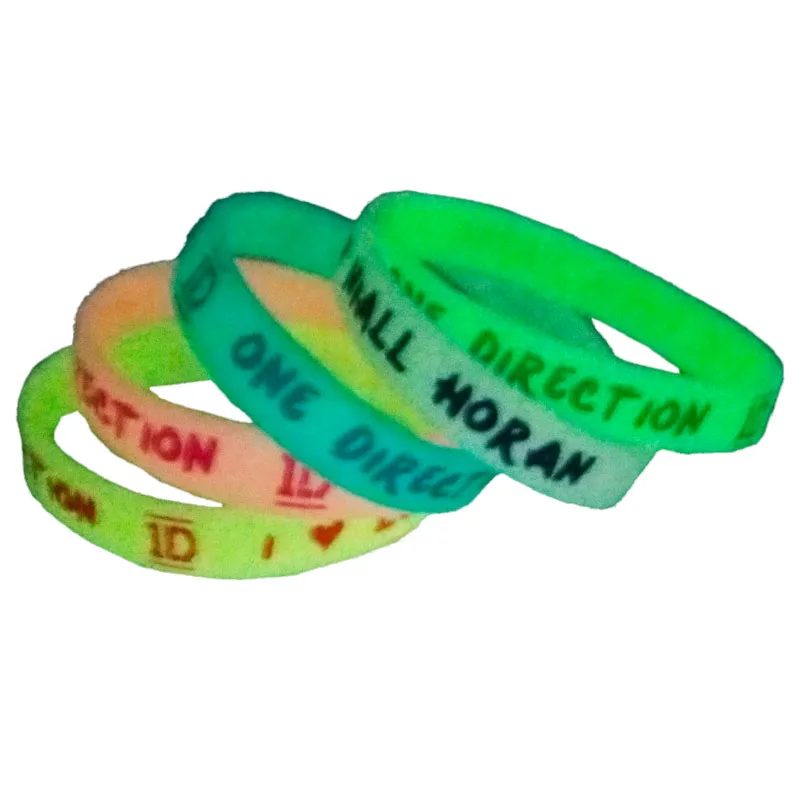 5Pcs Glow In Dark Music Lover Silicone Wristband I Love Liam Payne Niall Zayn Music Bands Fans Rubber Bracelet SH277