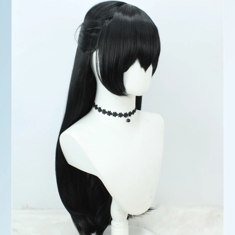 لعبة الهوية الخامس العتيقة تشى شى شعر مستعار تأثيري طويل شعر أسود حفلة الهالوين لعب الأدوار شعر مستعار + غطاء مجاني #2