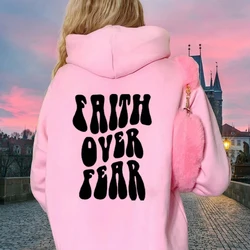 Faith Over Fear Hoodie Trendy Hoodies Christian Hoodies Bible Verse Hoodie Aesthetic Christian Hoodie Preppy Casual Sweatshirt