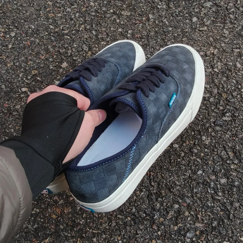 Navy 3D Checkerboard Low‑top Skate Shoes, Retro Trendy Unisex Sneakers, Versatile Daily Commute Casual Sports Footwear