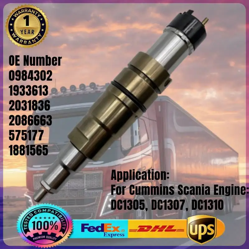 Топливная форсунка Common Rail для двигателей Cummins XPI, Scania DC1305, DC1307, DC1310 (номера: 0984302, 1933613, 2031836, 2086663, 575177, 1881565)
