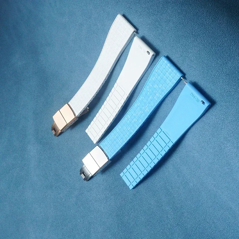 CTS Fluororubber Watch Strap 20mm 22mm For Patek Philippe Seiko Quick Release Spring Buckle Watch Bands FKM Strap For Cut To Siz