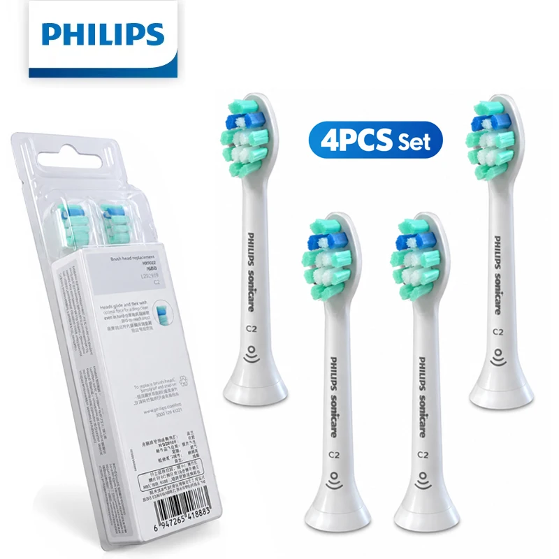 Philips Sonicare Replacement Heads HX9024/85 C2 Plaque Control DuPont Soft Bristles Brush Head 4PCS Set for Electric Toothbrush