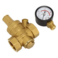 Pressure Regulator DN20 Brass Adjustable Water Pressure Regulator Reducer with Gauge Meter Brass Pressure Regulator